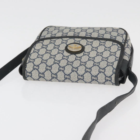 GUCCI GG Plus Supreme Shoulder Bag PVC Navy Gold Auth BA12541