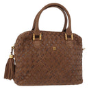 BALLY Hand Bag Leather Brown Gold Auth BA12542-1