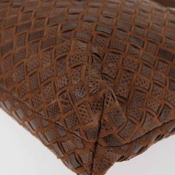 BALLY Hand Bag Leather Brown Gold Auth BA12542