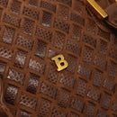 BALLY Hand Bag Leather Brown Gold Auth BA12542-15