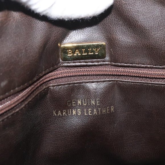 BALLY Hand Bag Leather Brown Gold Auth BA12542