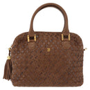 BALLY Hand Bag Leather Brown Gold Auth BA12542-2