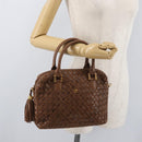 BALLY Hand Bag Leather Brown Gold Auth BA12542-23