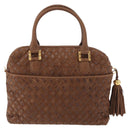 BALLY Hand Bag Leather Brown Gold Auth BA12542-3