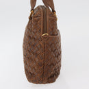 BALLY Hand Bag Leather Brown Gold Auth BA12542-4