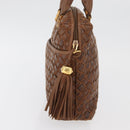 BALLY Hand Bag Leather Brown Gold Auth BA12542-5