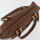 BALLY Hand Bag Leather Brown Gold Auth BA12542-6