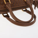BALLY Hand Bag Leather Brown Gold Auth BA12542-7