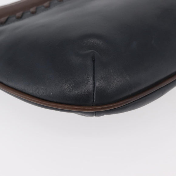 BALLY Shoulder Bag Leather Navy Gold Auth BA12544
