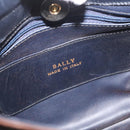 BALLY Shoulder Bag Leather Navy Gold Auth BA12544-14
