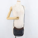 BALLY Shoulder Bag Leather Navy Gold Auth BA12544-20