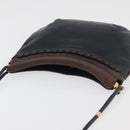BALLY Shoulder Bag Leather Navy Gold Auth BA12544-6