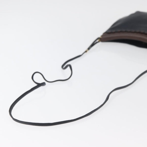 BALLY Shoulder Bag Leather Navy Gold Auth BA12544