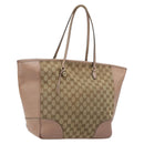 GUCCI GG Canvas Tote Bag Beige Gold 323671 Auth BA12545-1