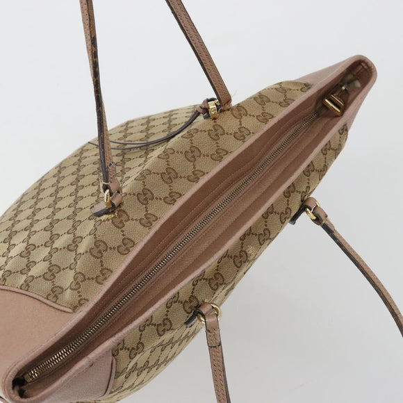 GUCCI GG Canvas Tote Bag Beige Gold 323671 Auth BA12545