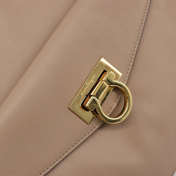 Salvatore Ferragamo Gancini Chain Tote Bag Leather Pink Gold Auth BA12546A