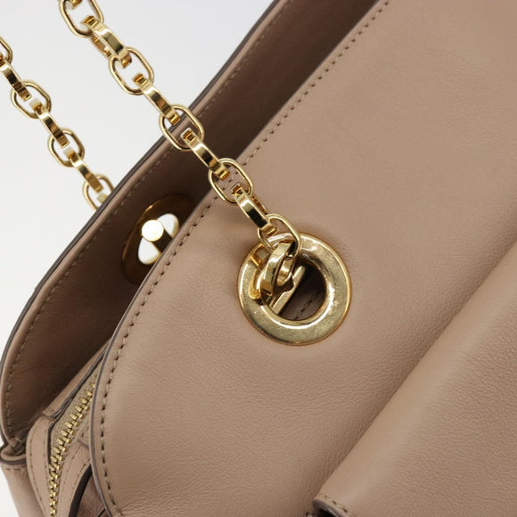 Salvatore Ferragamo Gancini Chain Tote Bag Leather Pink Gold Auth BA12546A