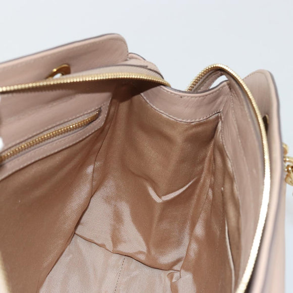 Salvatore Ferragamo Gancini Chain Tote Bag Leather Pink Gold Auth BA12546A