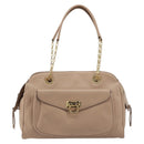 Salvatore Ferragamo Gancini Chain Tote Bag Leather Pink Gold Auth BA12546A-13