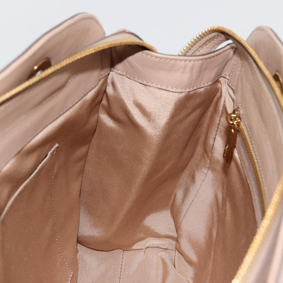 Salvatore Ferragamo Gancini Chain Tote Bag Leather Pink Gold Auth BA12546A