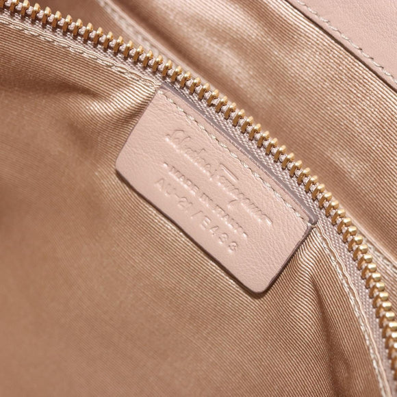 Salvatore Ferragamo Gancini Chain Tote Bag Leather Pink Gold Auth BA12546A