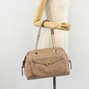 Salvatore Ferragamo Gancini Chain Tote Bag Leather Pink Gold Auth BA12546A-25