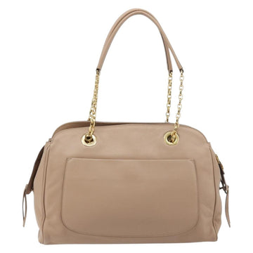Salvatore Ferragamo Gancini Chain Tote Bag Leather Pink Gold Auth BA12546A - 0