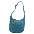 CHANEL Shoulder Bag Caviar Skin Blue Gold CC Auth BA12548A-1