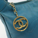 CHANEL Shoulder Bag Caviar Skin Blue Gold CC Auth BA12548A-18