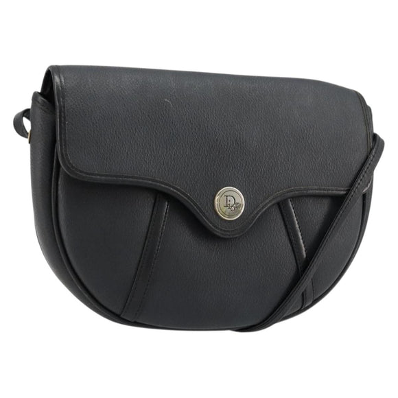 Christian Dior Honeycomb Canvas Shoulder Bag PVC Black Gold Auth BA12549
