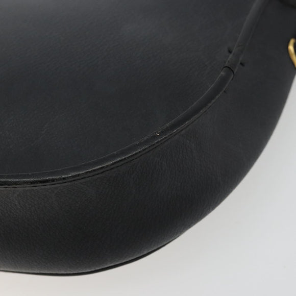 Christian Dior Honeycomb Canvas Shoulder Bag PVC Black Gold Auth BA12549