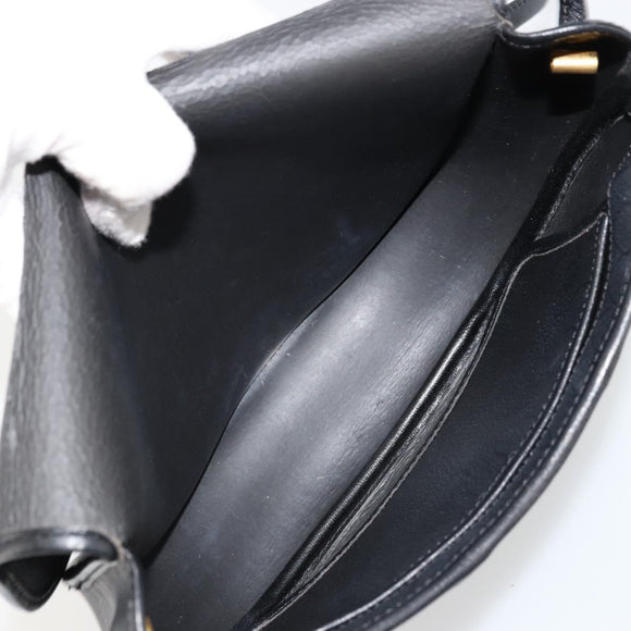 Christian Dior Honeycomb Canvas Shoulder Bag PVC Black Gold Auth BA12549