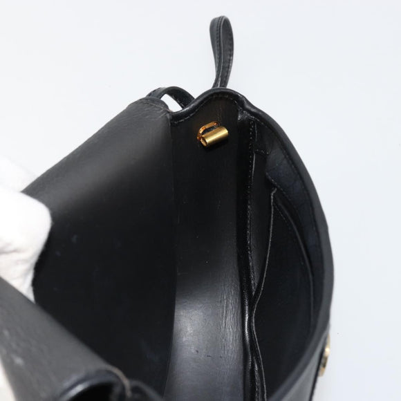 Christian Dior Honeycomb Canvas Shoulder Bag PVC Black Gold Auth BA12549