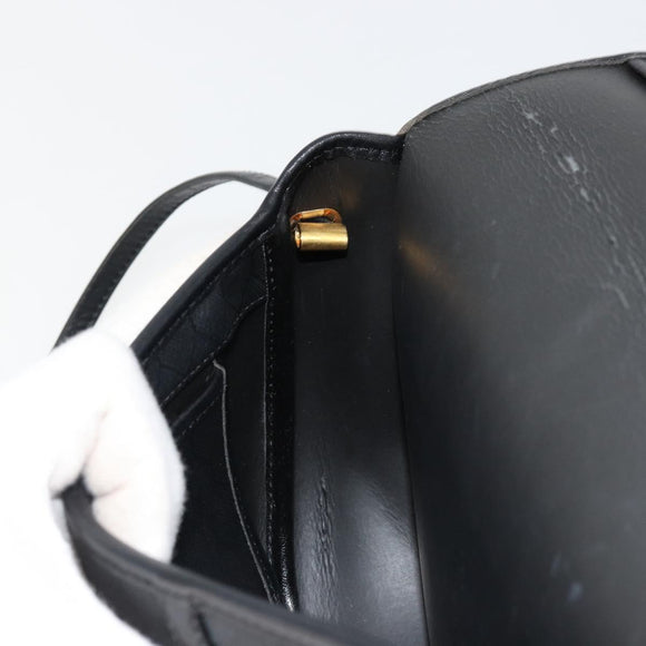 Christian Dior Honeycomb Canvas Shoulder Bag PVC Black Gold Auth BA12549