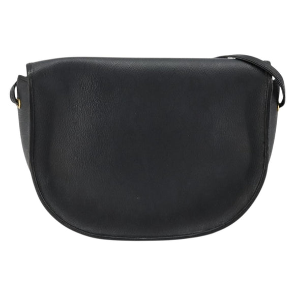 Christian Dior Honeycomb Canvas Shoulder Bag PVC Black Gold Auth BA12549