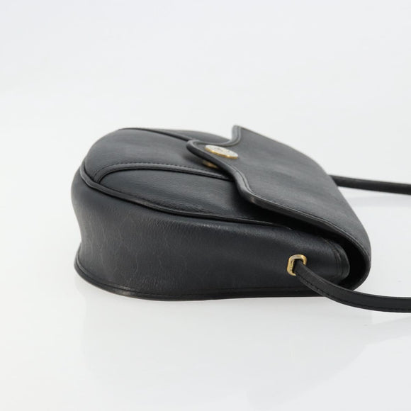 Christian Dior Honeycomb Canvas Shoulder Bag PVC Black Gold Auth BA12549
