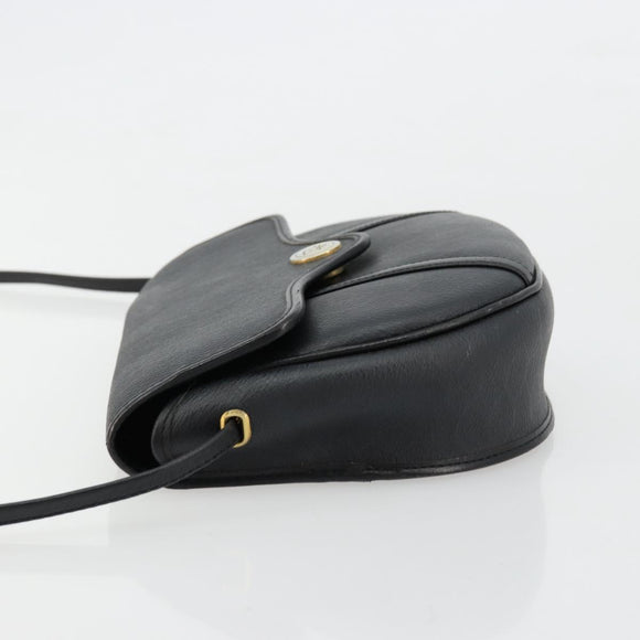 Christian Dior Honeycomb Canvas Shoulder Bag PVC Black Gold Auth BA12549