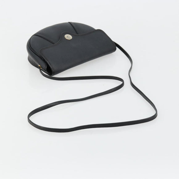 Christian Dior Honeycomb Canvas Shoulder Bag PVC Black Gold Auth BA12549
