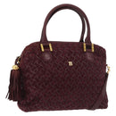 BALLY Hand Bag Suede 2way Bordeaux Gold Auth BA12551A-1