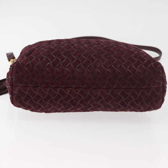 BALLY Hand Bag Suede 2way Bordeaux Gold Auth BA12551A