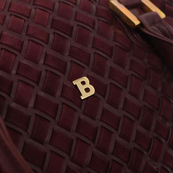 BALLY Hand Bag Suede 2way Bordeaux Gold Auth BA12551A