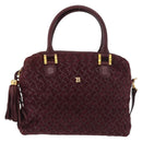 BALLY Hand Bag Suede 2way Bordeaux Gold Auth BA12551A-2