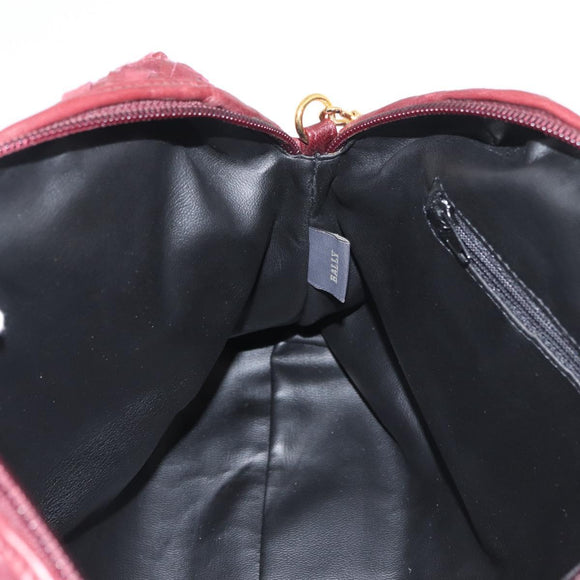 BALLY Hand Bag Suede 2way Bordeaux Gold Auth BA12551A