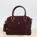 BALLY Hand Bag Suede 2way Bordeaux Gold Auth BA12551A-26