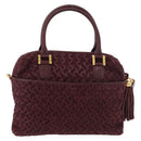 BALLY Hand Bag Suede 2way Bordeaux Gold Auth BA12551A-3