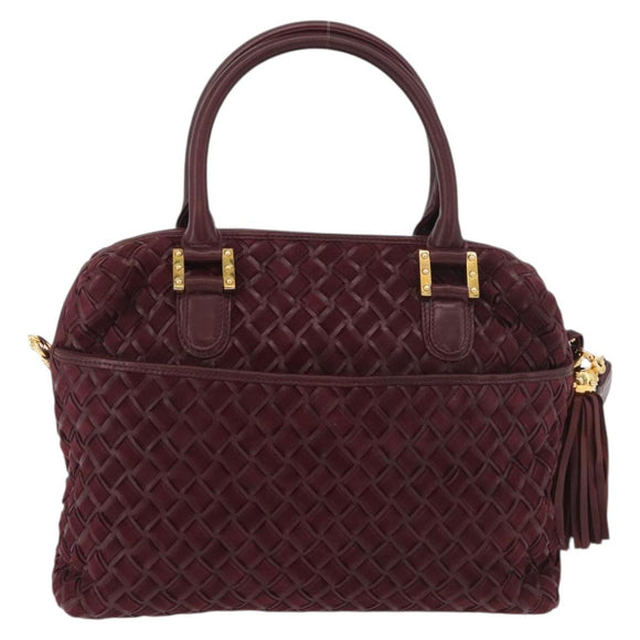 BALLY Hand Bag Suede 2way Bordeaux Gold Auth BA12551A
