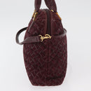 BALLY Hand Bag Suede 2way Bordeaux Gold Auth BA12551A-4