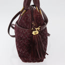 BALLY Hand Bag Suede 2way Bordeaux Gold Auth BA12551A-5