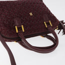 BALLY Hand Bag Suede 2way Bordeaux Gold Auth BA12551A-6
