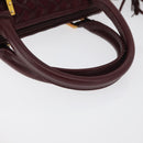 BALLY Hand Bag Suede 2way Bordeaux Gold Auth BA12551A-7